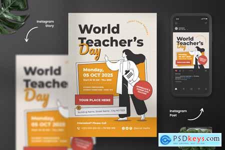 Illustration World Teacher's Day Flyer