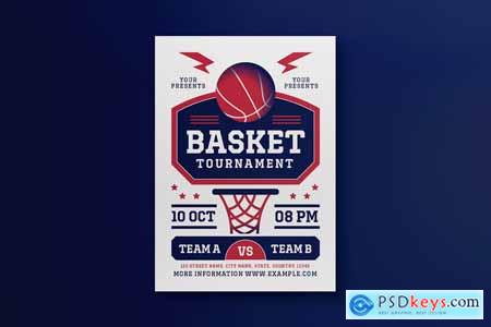 Navy Blue Basket Tournament Flyer