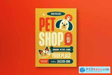 Yellow Flat Design Pet Shop Flyer