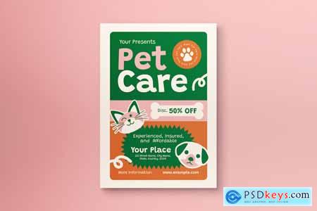 Green And Orange Pet Care Flyer
