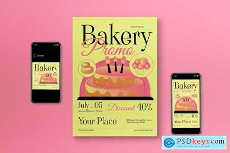 Cream Gradient Bakery Promo Flyer Set