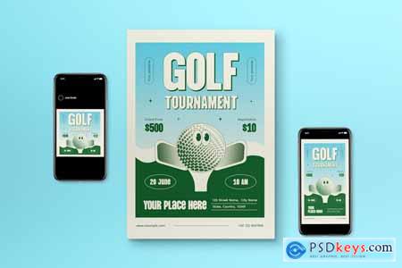 Blue Gradient Golf Tournament Flyer Set