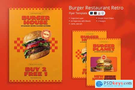 Flipon - Burger Restaurant Retro Style Flyer