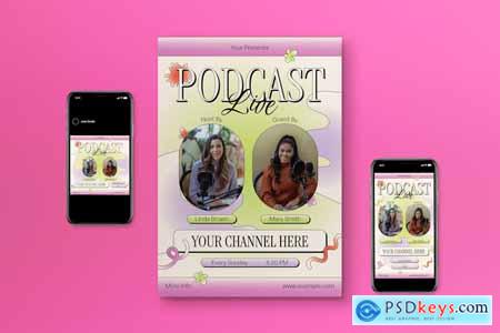 Pastel Y2K Podcast Live Flyer Set