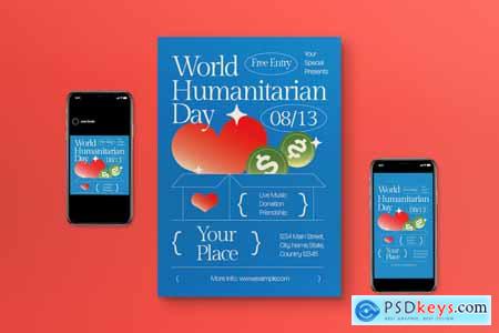 Blue Y2K World Humanitarian Day Flyer Set