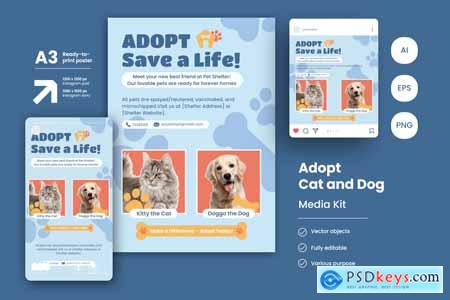 Adopt Pet Cat and Dog Poster Template