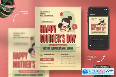Happy Mother's Day Illustrative Flyer