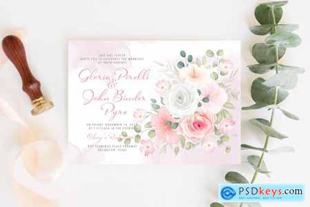 Pastel Color Rose Wedding Invitation & RSVP Cards