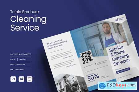 Cleaning Service Tri-Fold Brochure Template