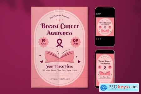 Breast Cancer Awareness Day Flyer Set