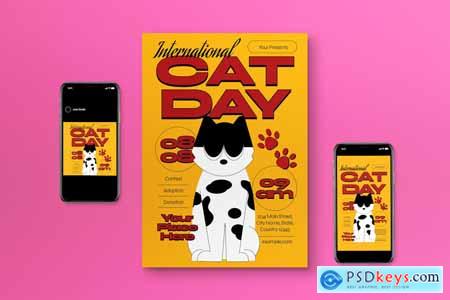 Modern International Cat Day Flyer Set