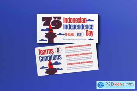 Red Blue Risograph Indonesian Independence Voucher