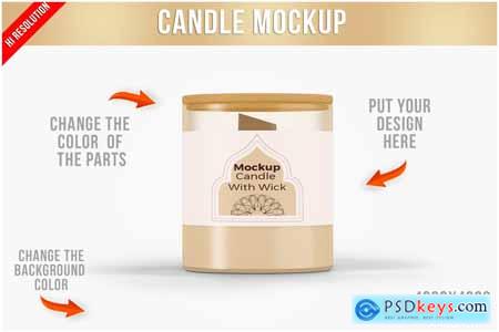 Candle with Wick Mockup