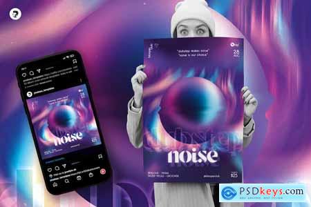 Dubstep Noise  Party Flyer, Poster Template