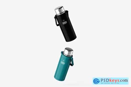 Thermos Portable Water Bottle Mockup