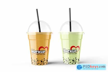 Smoothie Plastic Juice Cup PSD Mockup