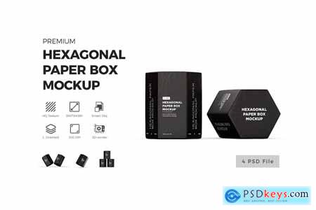 Hexagonal Paper Packaging Box Mockup
