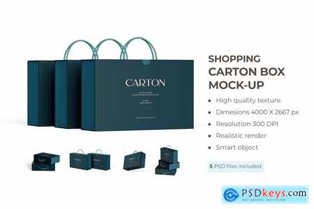 Carton Clothing Shopping Box PSD Mockup