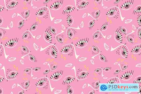 pink pattern with sad faces