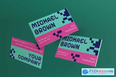 Blue Pixelated Business Card