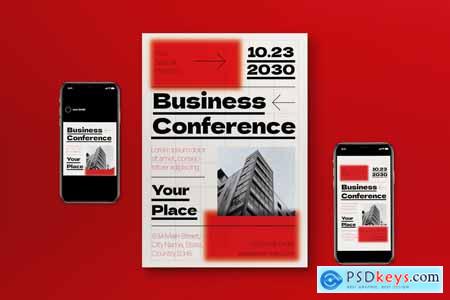 White Antidesign Business Conference Flyer Set