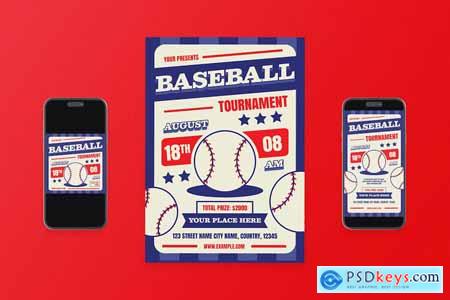 Blue Baseball Tournament Flyer Set