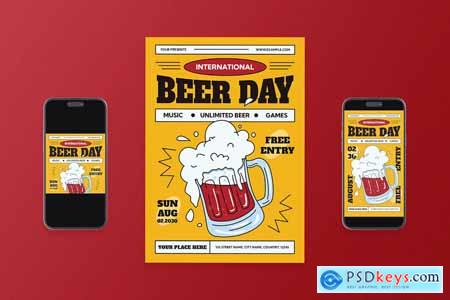 Yellow Retro International Beer Day Flyer
