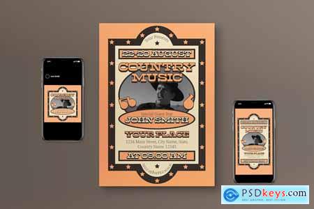 Cream Chocolate Vintage Country Music Flyer Set