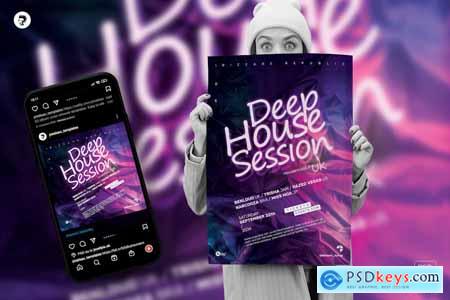 Deep House Session  Poster, Flyer Template