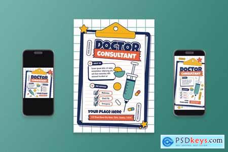White Playful Doctor Consultant Flyer Set