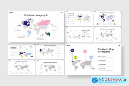 World Map Infographic Presentation PowerPoint