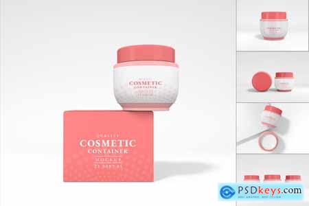 Glossy Cosmetic Cream Jar Packaging Mockup Set