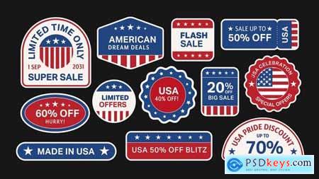 Animated American Stickers Set 53263901