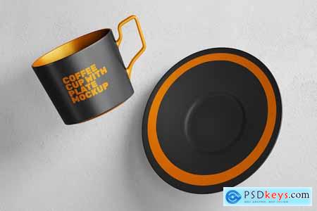 Coffee Cup With Plate Mockup 001