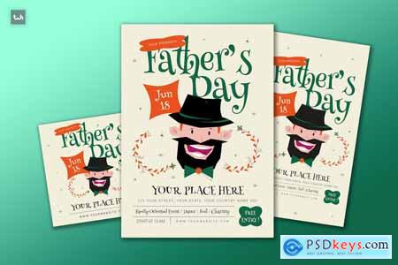 Flat Modern Mid Century Father Day Flyer Set 004