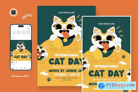 Beautiful Cat Day Flyer Template