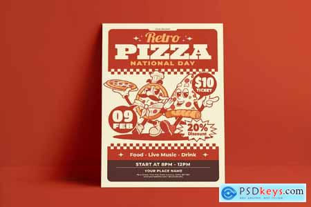 Retro Pizza National Day Flyer Template
