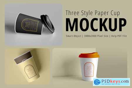 Three Style Paper Cup Mockup