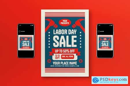Blue Bold Labor Day Sale Flyer