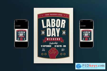 Blue Bold Labor Day Celebration Flyer
