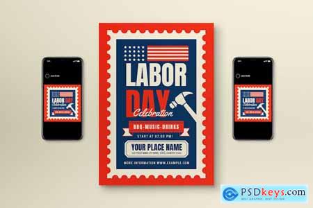 Red Blue Labor Day Celebration Flyer