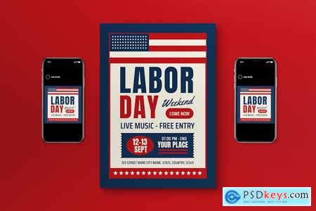 Blue Simple Labor Day Weekend Flyer