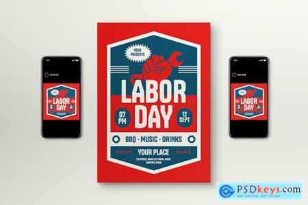 Red Bold Simple Labor Day Flyer