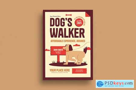 Retro Dog Walker Service Flyer