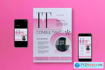 Pink Gradient IT Consultant Flyer Set