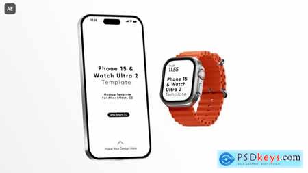 Phone 15 And Watch Ultra 2 Screen Mockup Template 53609316 