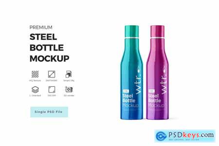 Tumbler Steel Water Bottle PSD Mockup