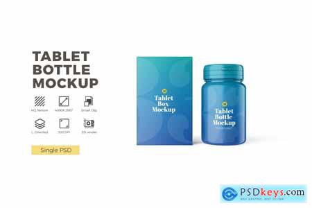 Plastic Jar Pill Bottle Mockup with Box Mockup