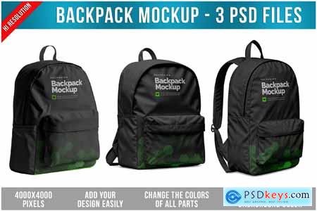 Backpack Mockup - 3 Photoshop Files