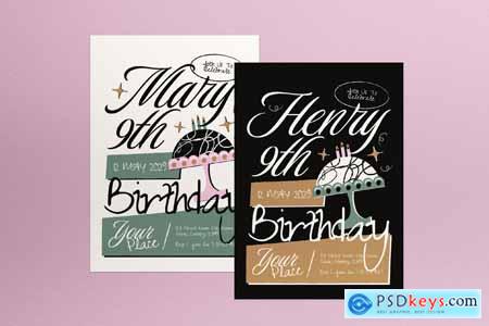 Black Hand Drawn Birthday Invitation